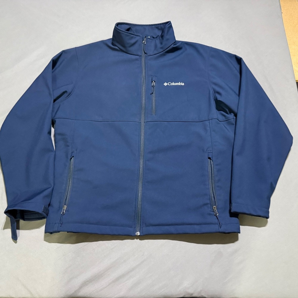 Columbia Ascender Softshell Jacket Men XL Navy Blue Full Zip WM6044 Fleece Lined - Picture 1 of 8